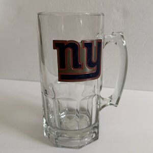 NFL NY Giants Logo Glass Beer Mug with Blue and Red Accents macho mug